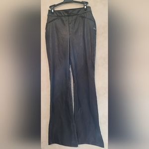SPANX Black Faux Leather Four- Pocket Flared‎ Trousers SZ Med Reg